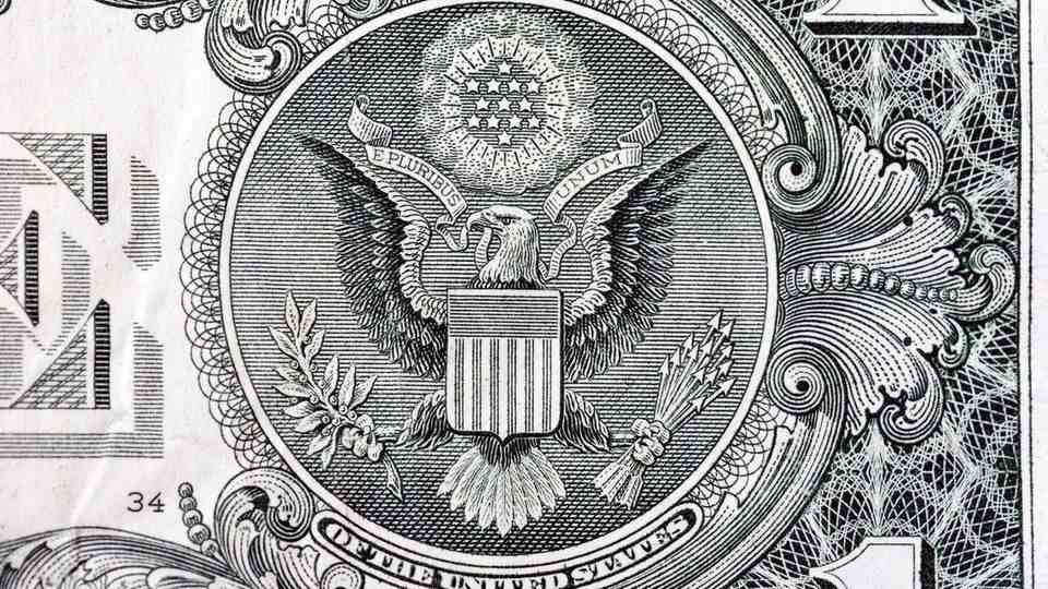 The eagle on the Great Seal of the United States - here on a one dollar bill