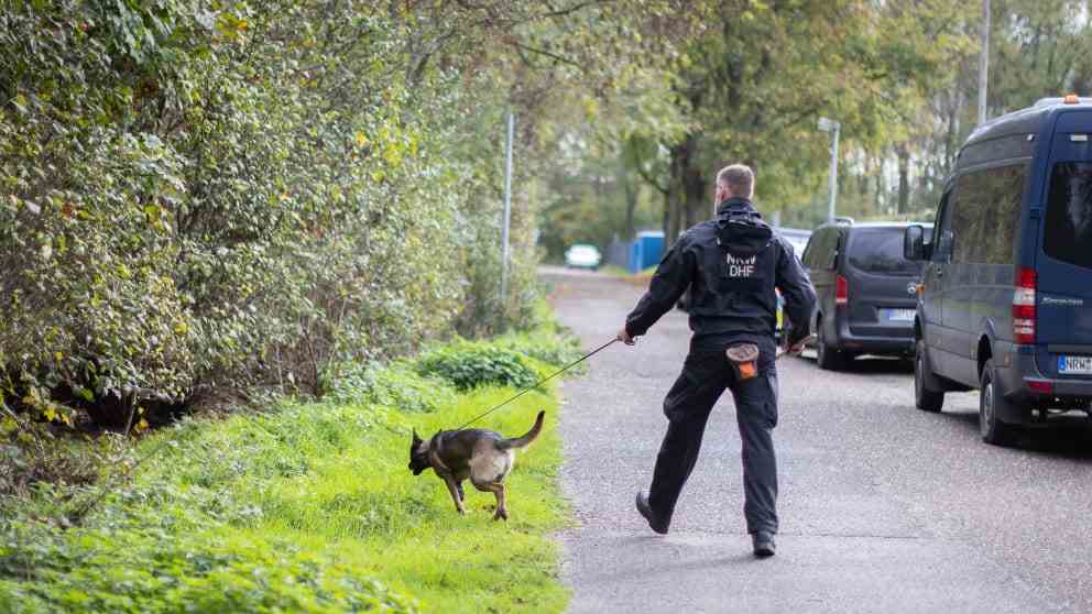 A police dog was also used to search for clues in the case