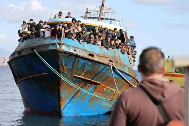 More than four hundred migrants were rescued and towed to the port of Paleochora, Greece, on November 22, 2022.