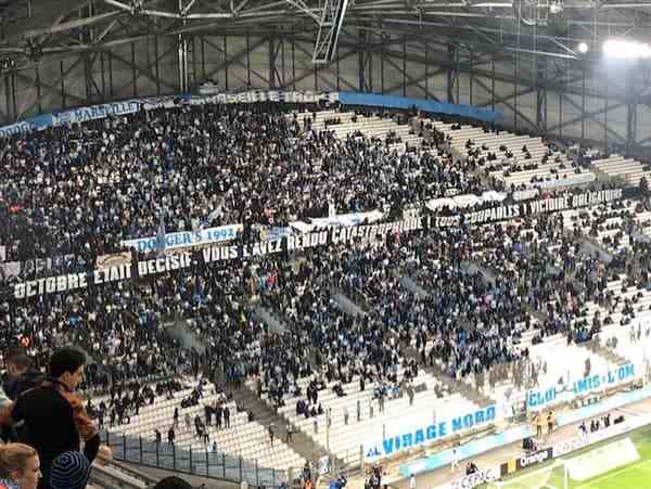 The banner of Marseille supporters before Olympico OM-OL, November 6, 2022