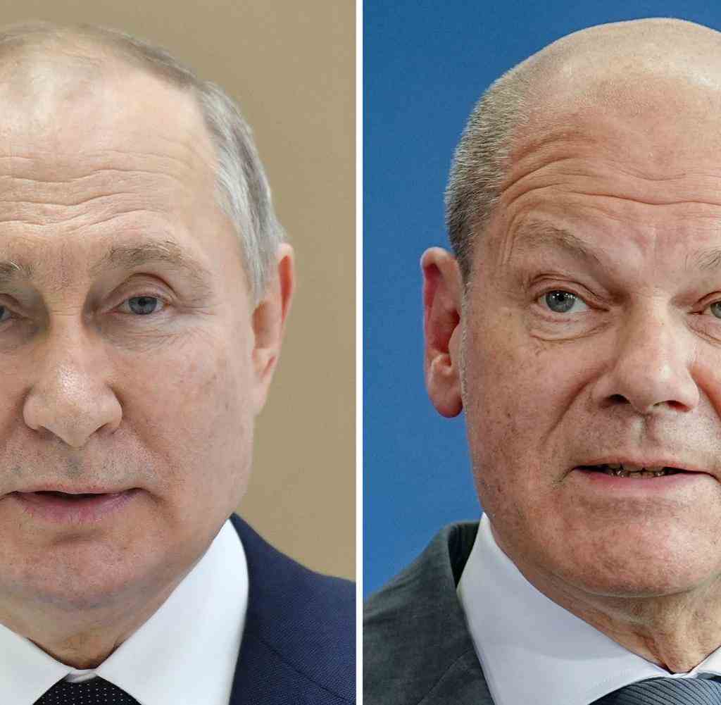 Erstes Telefonat seit dreieinhalb Monaten: Wladimir Putin (l) und Olaf Scholz.