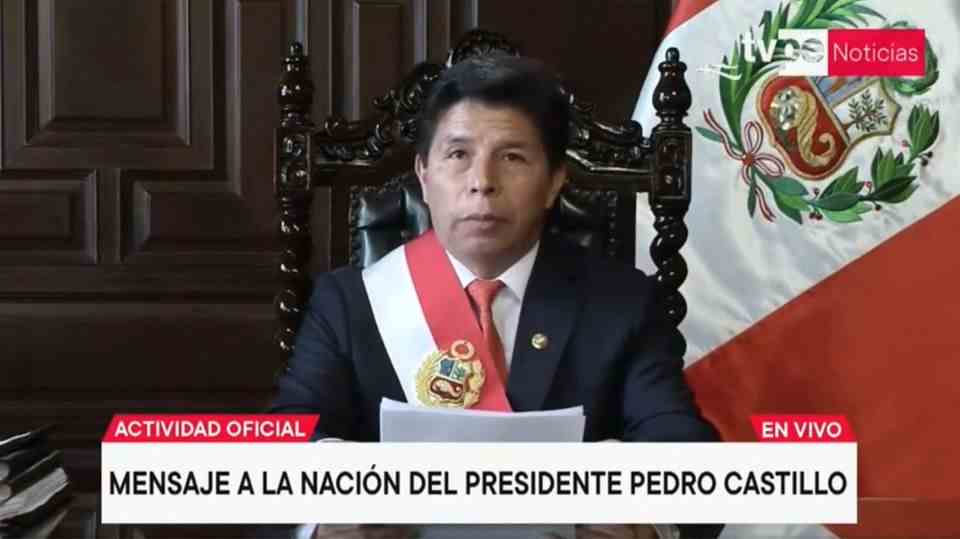 Pedro Castillo addresses the nation on TV