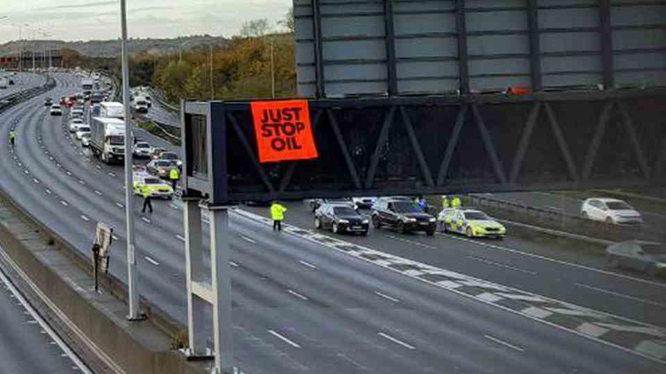 The M25 near London: Climate activists blocked the motorway here in early November.