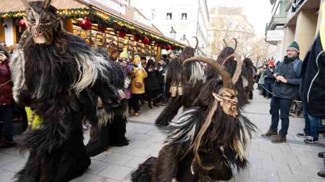 Krampus run in the city center: The creepy creatures usually wear full-body skins...