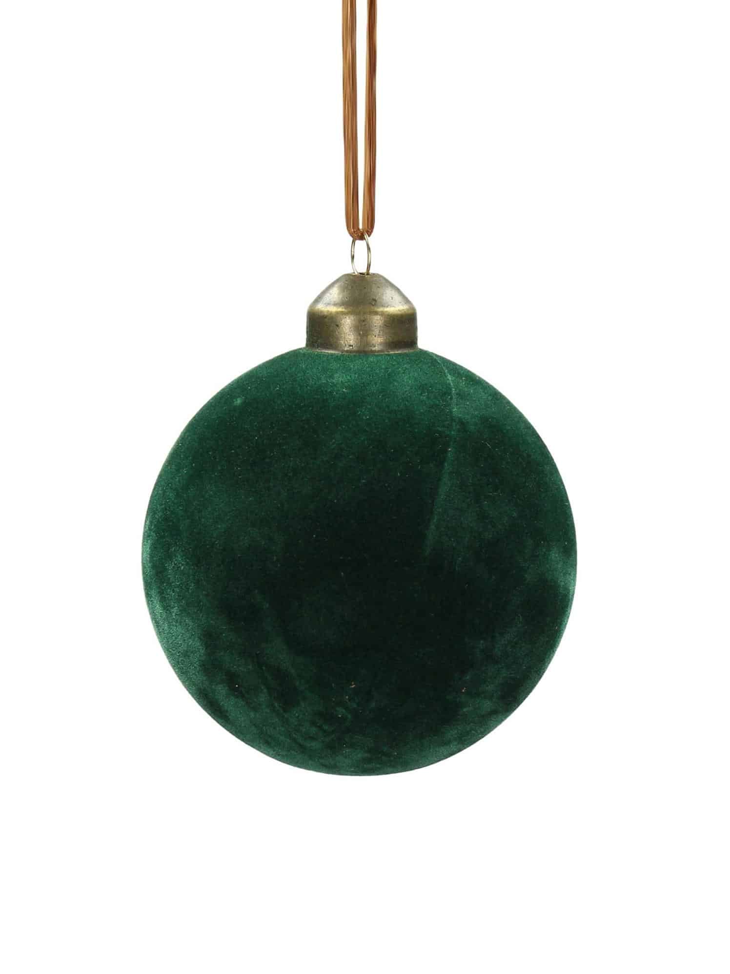 Fir Green Velvet Christmas Baubles 