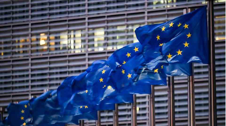 European flags fly in front of the EU Commission headquarters in Brussels