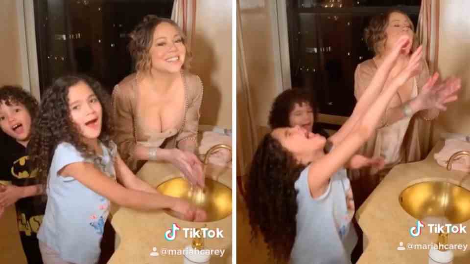Mariah Carey and her kids rap while washing their hands