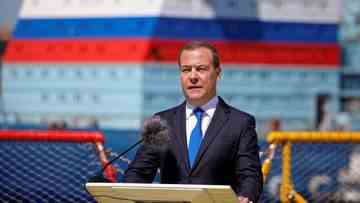 FILE PHOTO: Dmitry Medvedev, Deputy Chairman of Russia's Security Council, delivers a speech in Saint Petersburg