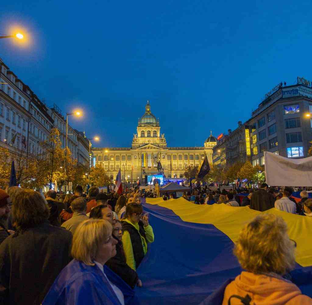 Solidarität mit der Ukraine: Demonstration in Prag