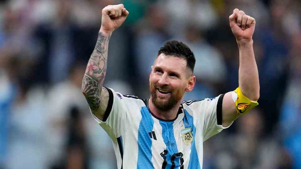 Lionel Messi celebrates after scoring a goal in the game Argentina - Croatia