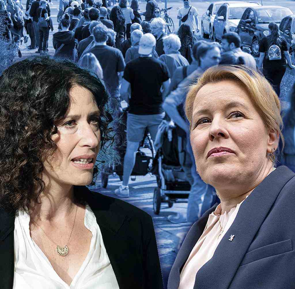 Again competitors in the election campaign: Berlin's Senator for Transport Bettina Jarasch (Greens, left) and the Governing Mayor Franziska Giffey (SPD)