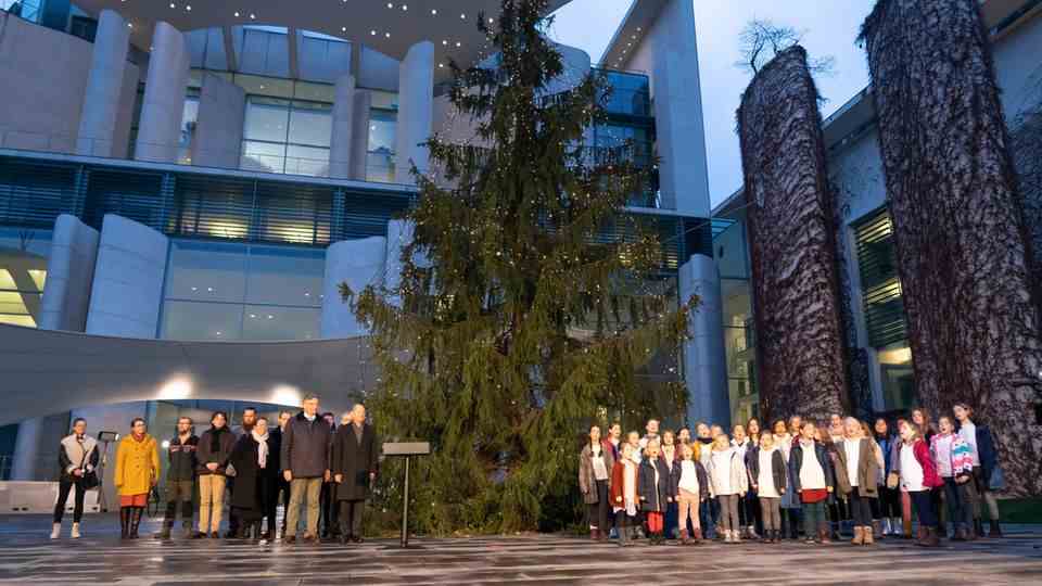 The official government spruce in front of the Federal Chancellery.