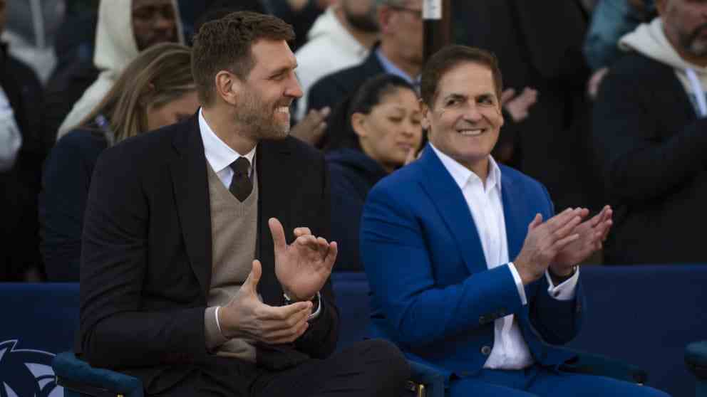 Nowitzki and Mavericks owner MarK Cuban