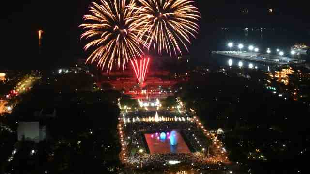 Rizal Park in Manila.  New Year's Eve.