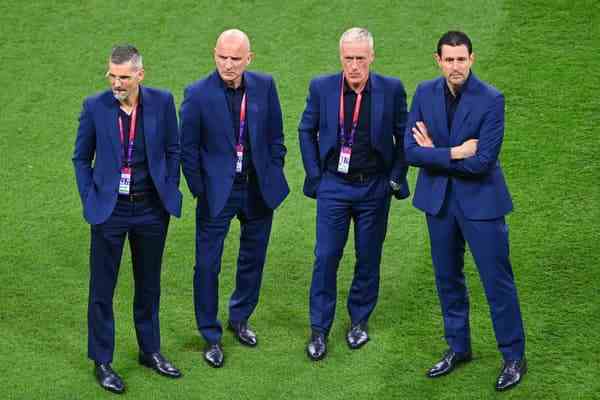 Didier Deschamps and his staff before France-England.