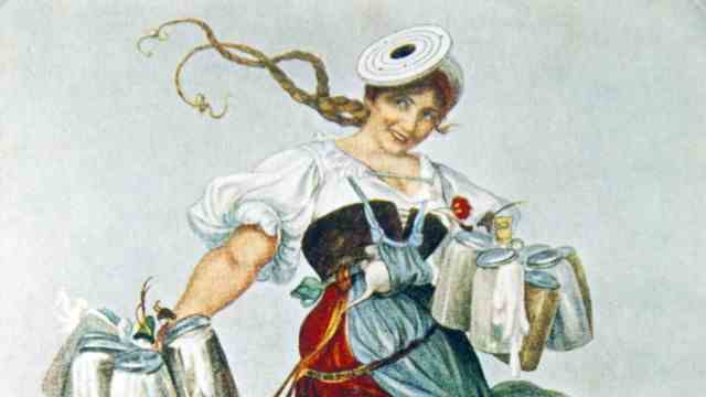 The myth of Bavaria: women in the tavern: monumental painting of the beer girl Coletta Möritz as Schützenlisl (1881).