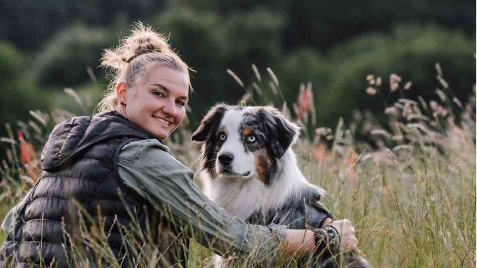 Alexandra Popp with her dog Patch