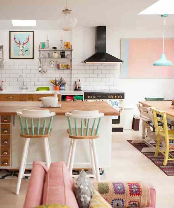 A Gourmet And Playful Small Family Kitchen