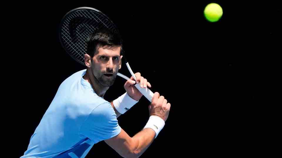 Novak Djokovic training for the Australian Open in Melbourne