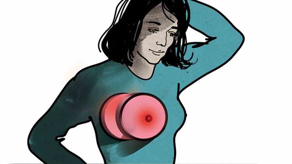 Illustration of a woman with something hard in her chest