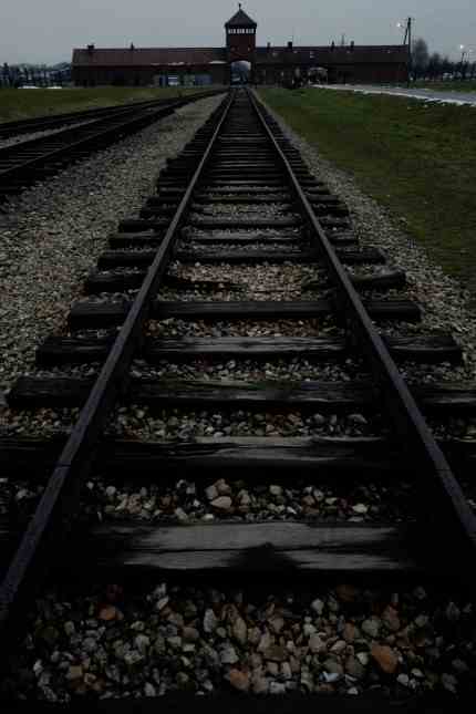 Holocaust Remembrance Day in Auschwitz-Birkenau: For many, the road to death: the tracks towards the Auschwitz camp.