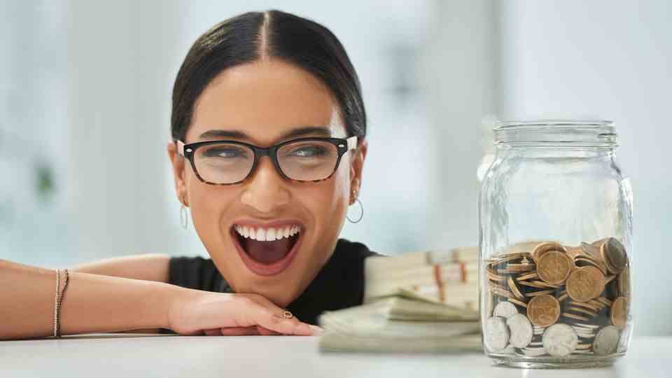 Woman is happy about savings