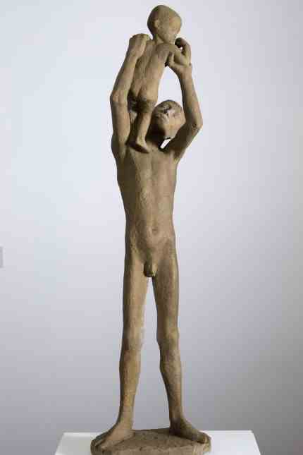 Art: Emy Roeder's art was defamed by the National Socialists.  Here her work "Naked boy raising a child" from 1928.