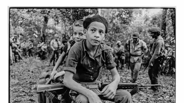 Museum in the Kulturspeicher Würzburg: child soldier, untitled, photographed in El Salvador, 1986.