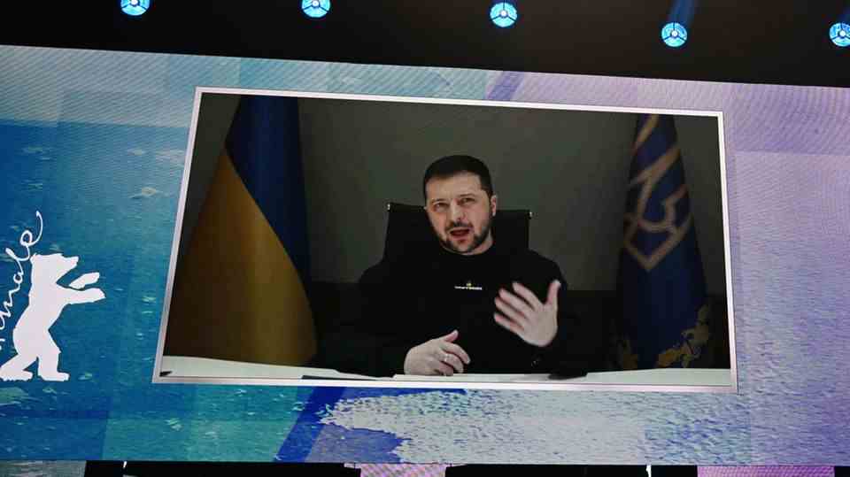 Volodymyr Zelenskyj in a video link at the opening ceremony of the Berlinale