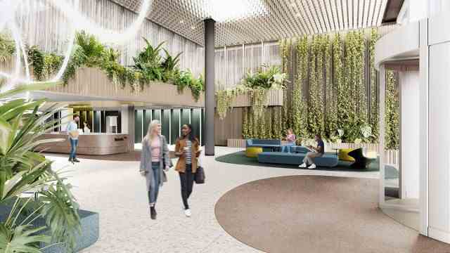 Aschheim: The lobby of the new office building.