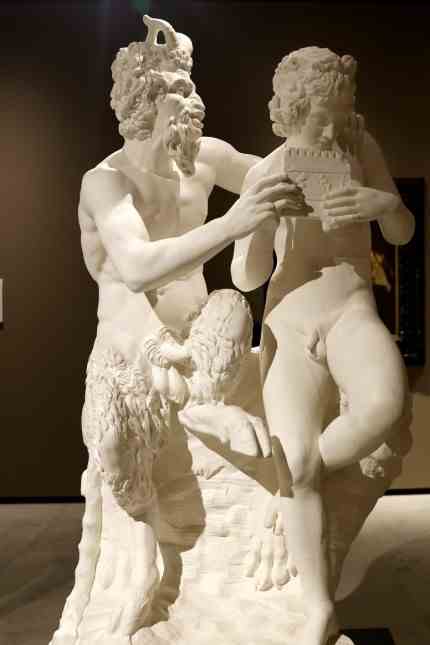 Exhibition: Assault set in stone: "Pan teaches the shepherd boy Daphnis to play the flute", originally from the 1st century AD.  The sculpture is on loan from the Abgussmuseum in Munich.