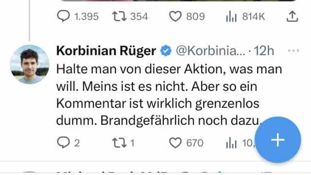 Twitter: Severe criticism of the comparison came from SPD politician Korbinian Rüger.