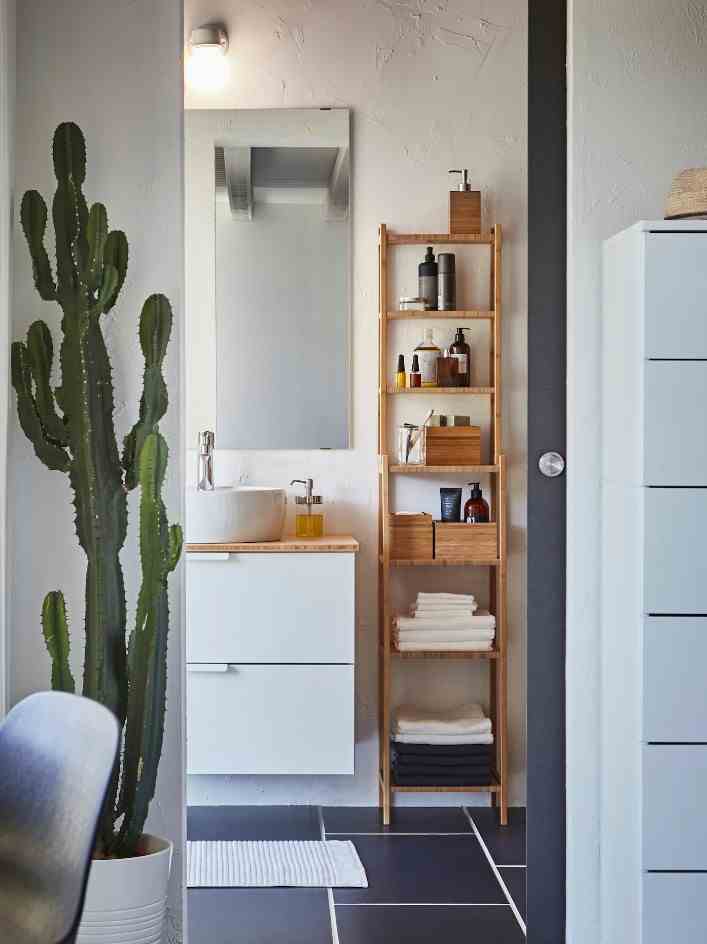   Wood Or Gray To Warm Up The White Bathroom