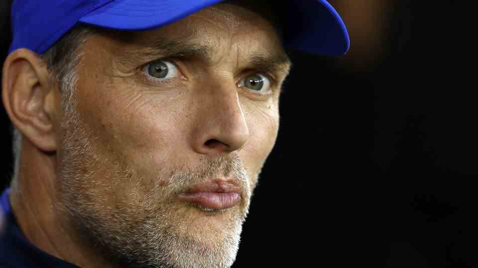 Thomas Tuchel as Chelsea manager at a game in the Premier League