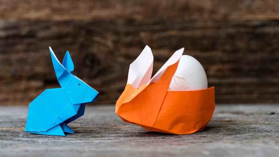 Blue and Orange Origami Rabbit