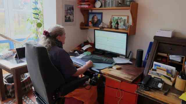 Home care: Susannah Strack in her office corner.  The 61-year-old is an Excel expert.