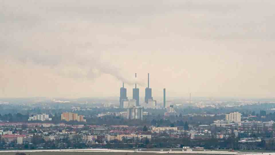 City view of Berlin with power plant