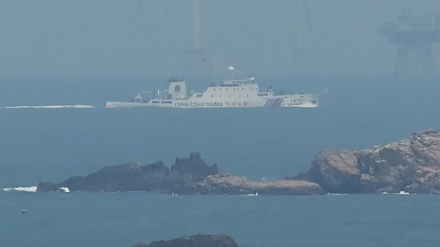 Tensions with China: A Chinese ship heads for military exercises near Taiwan.