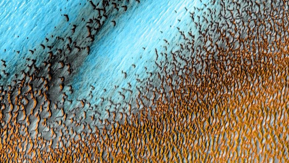 Stunning photo of Mars: Nasa releases image of blue dunes on the red planet