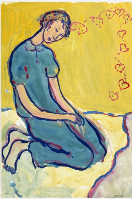 Exhibition in the Lenbachhaus Munich: According to the melody "Yes, love has colorful wings" Charlotte is now sitting in her bed.  gouache off "Life?  or theatre?" by Charlotte Solomon.