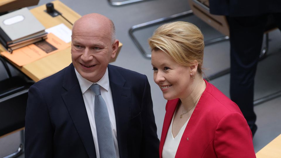Kai Wegner, CDU, and Franziska Giffey, SPD in the Berlin House of Representatives