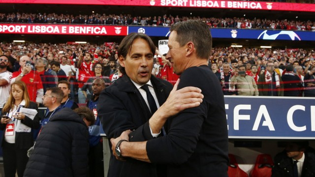 Inter Milan in the Champions League: Inter coach Simone Inzaghi (left) saved his job by beating Benfica, coached by Roger Schmidt (right).