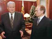 Vladimir Putin with Boris Yeltsin in the Kremlin.