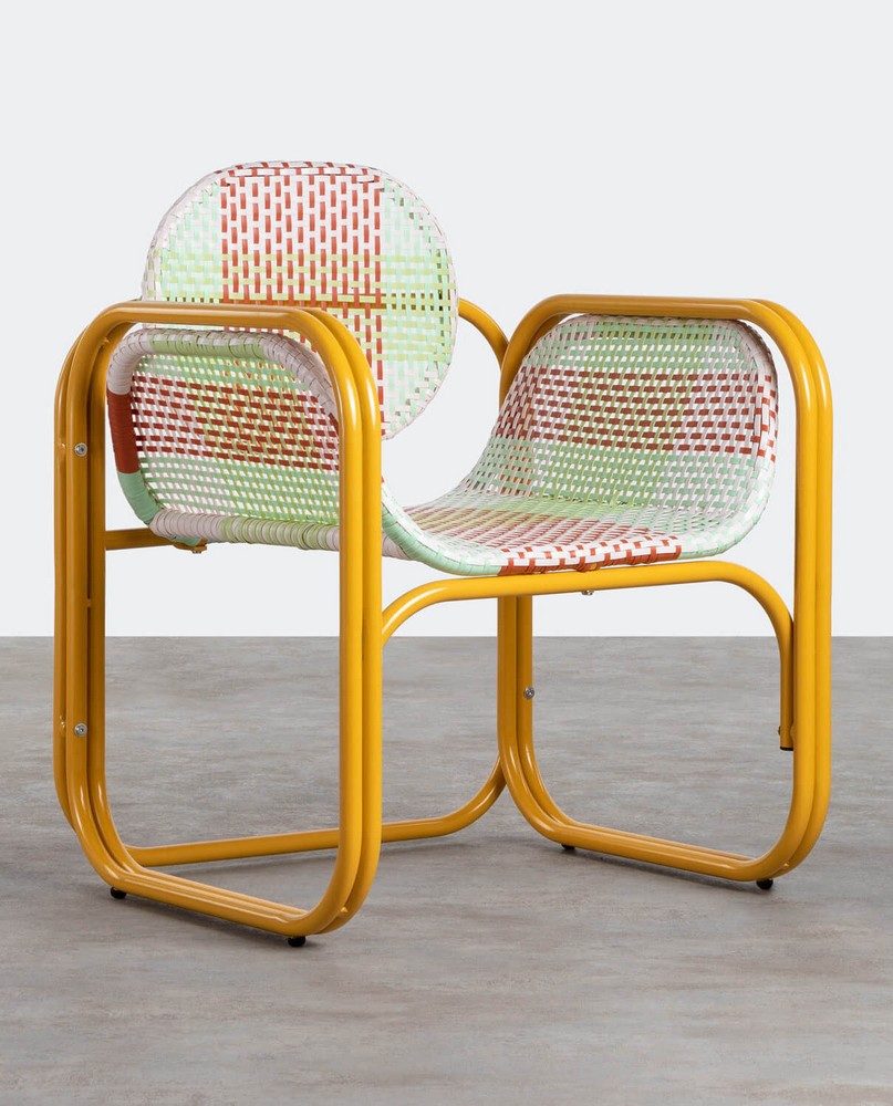 Armchair With Armrests In Aluminum And Synthetic Rattan Emba Studio 