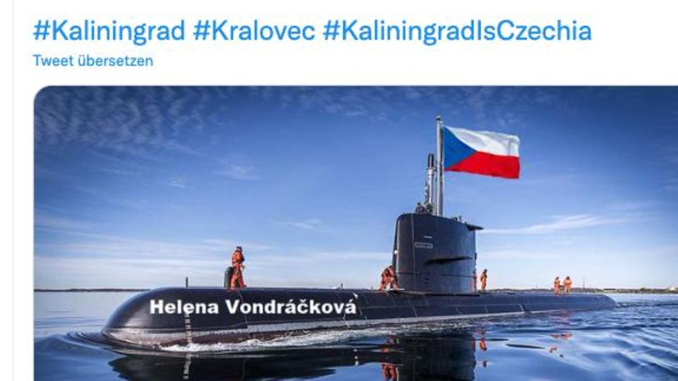 A submarine with a Czech flag with the name of singer Helena Vondráčková on it