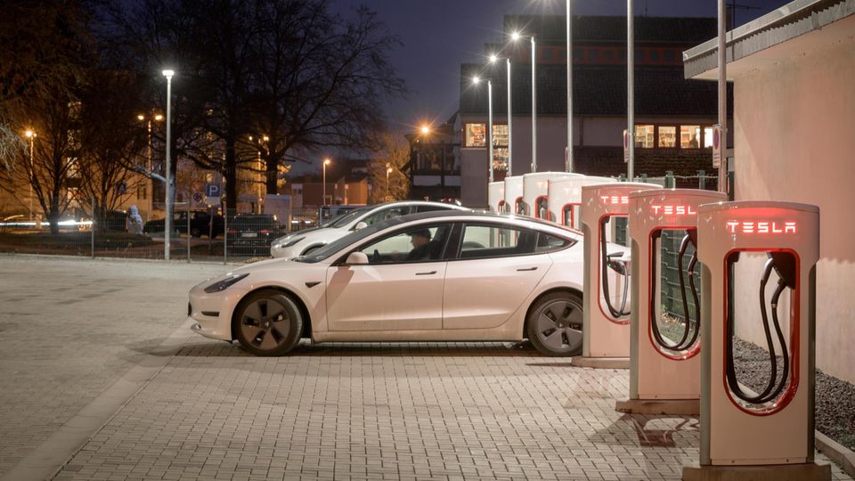 Tesla charging park in Erftstadt near Cologne