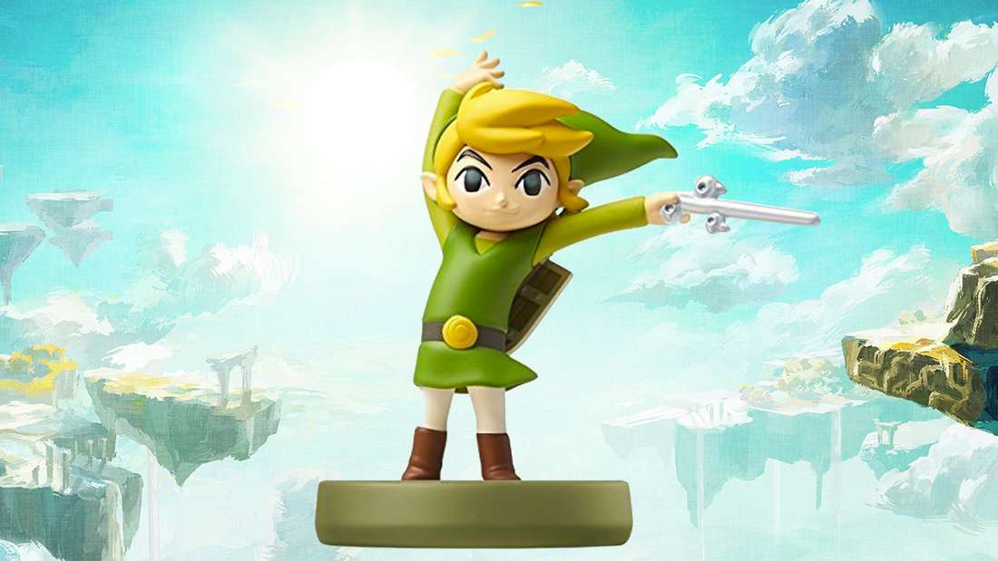 Wind Waker Toon Link Amiibo aus dem Zelda 30th Anniversary Set und ihre Belohnungen in Tears of the Kingdom.