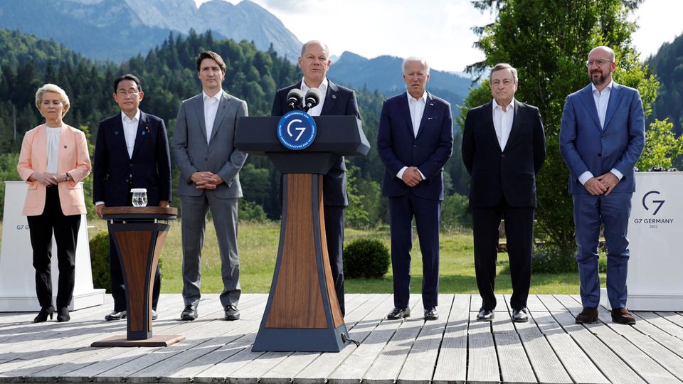 Participants of the G7 summit at Schloss Elmau, near Garmisch-Partenkirchen