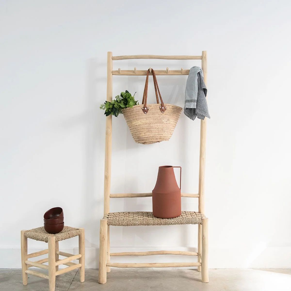 Teak And Seagrass Clothes Rack 
