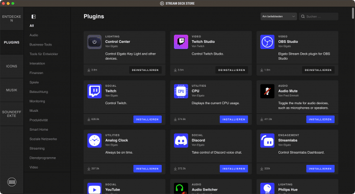 Elgato offers ready-to-use command sets and icons for numerous programs in its own store. 
